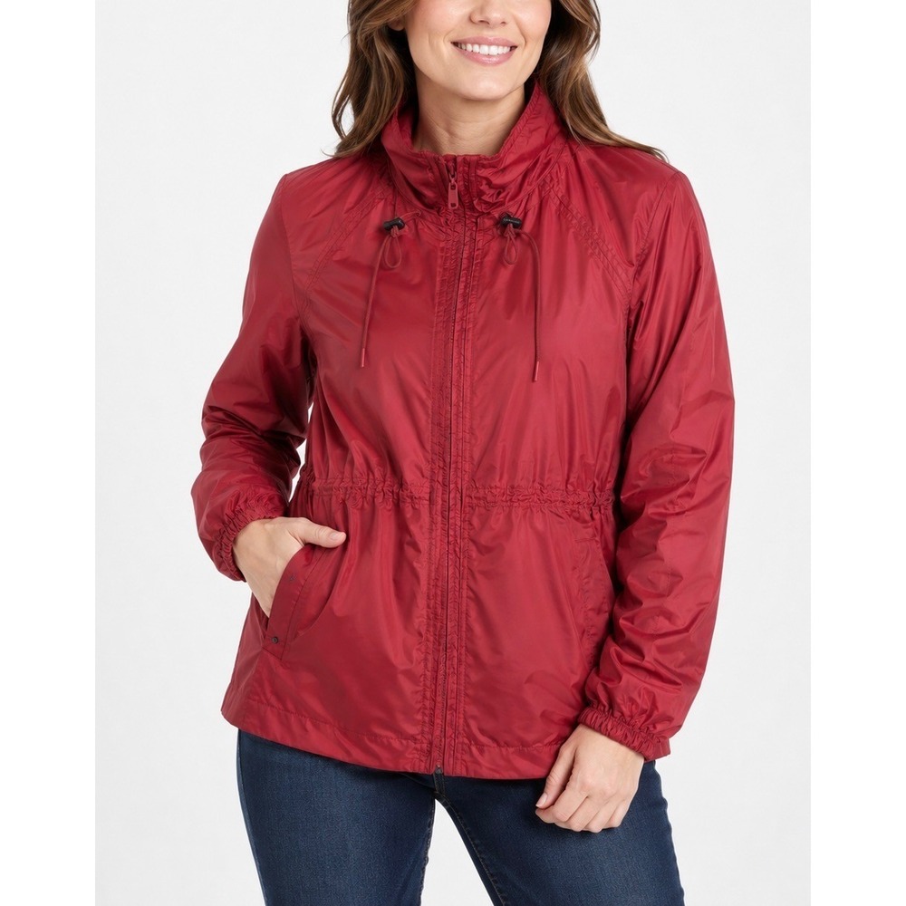 Athleta Escape Jacket Women M Red Full Zip Windbreaker Raincoat Active Utility